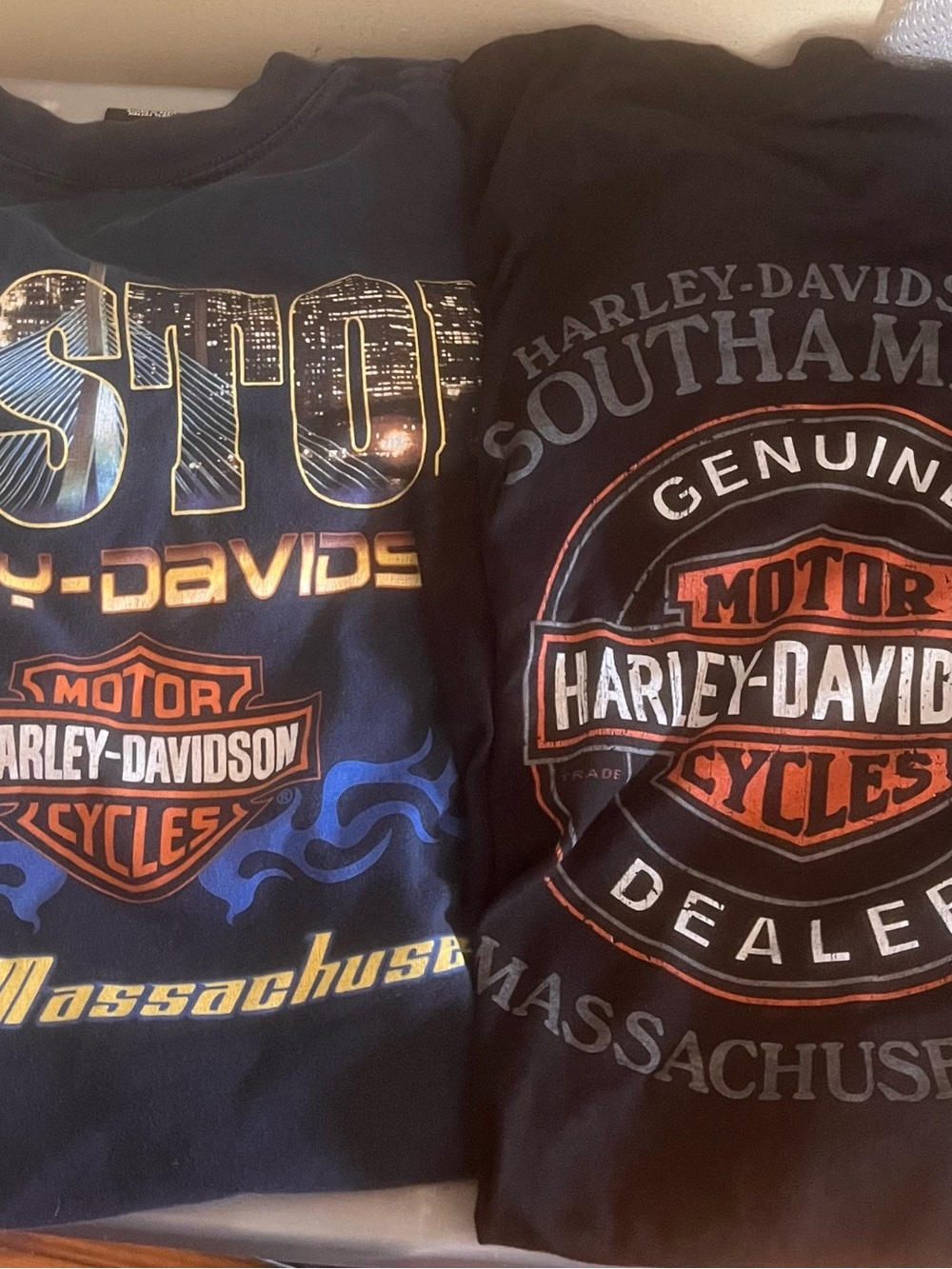 2 vintage 2000s boston mass harley davidson bike shirt bundle b2 y2k flame 2x